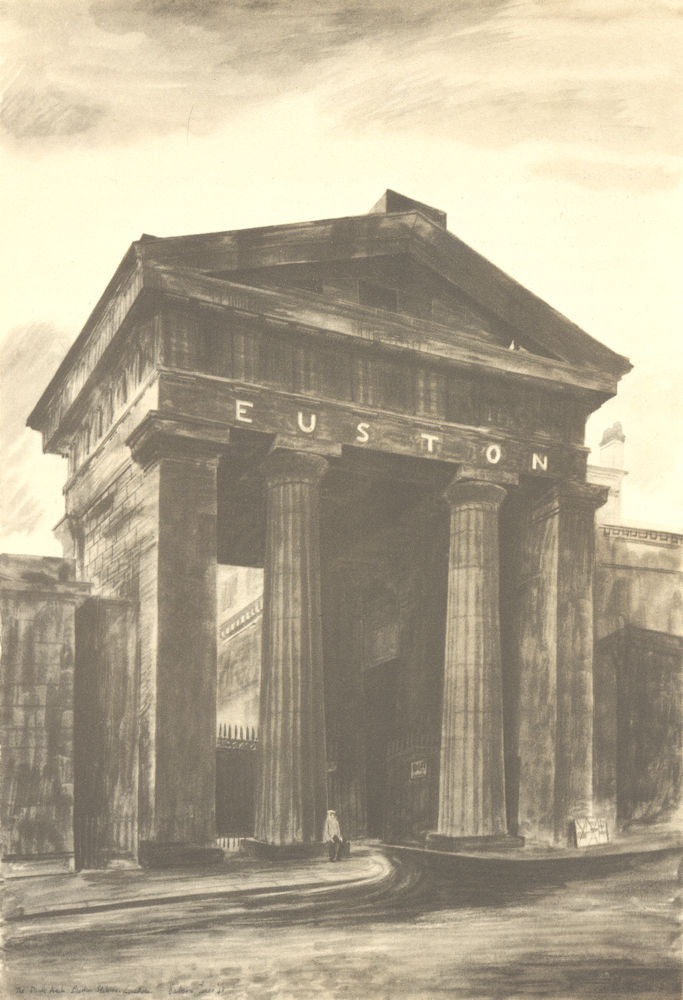 LONDON. Doric Arch, Euston Station, NW1. By Barbara Jones 1946 old print